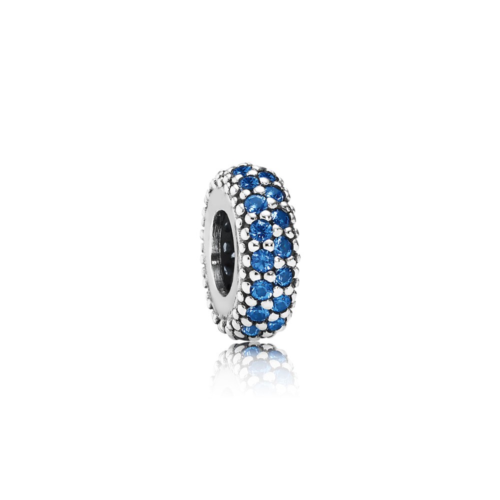 Pandora Abstract Silver Spacer With Midnight Blue Crystals