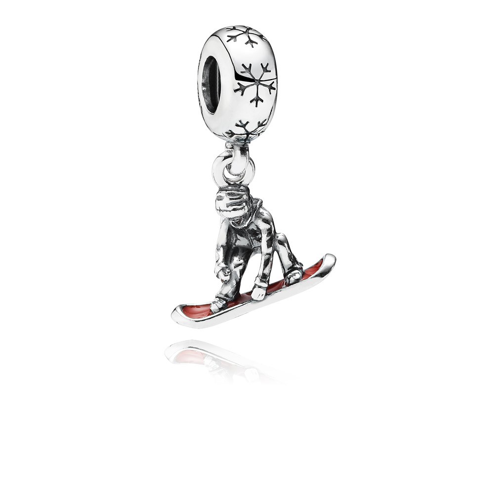 Pandora Snowboarder red enamel Charm