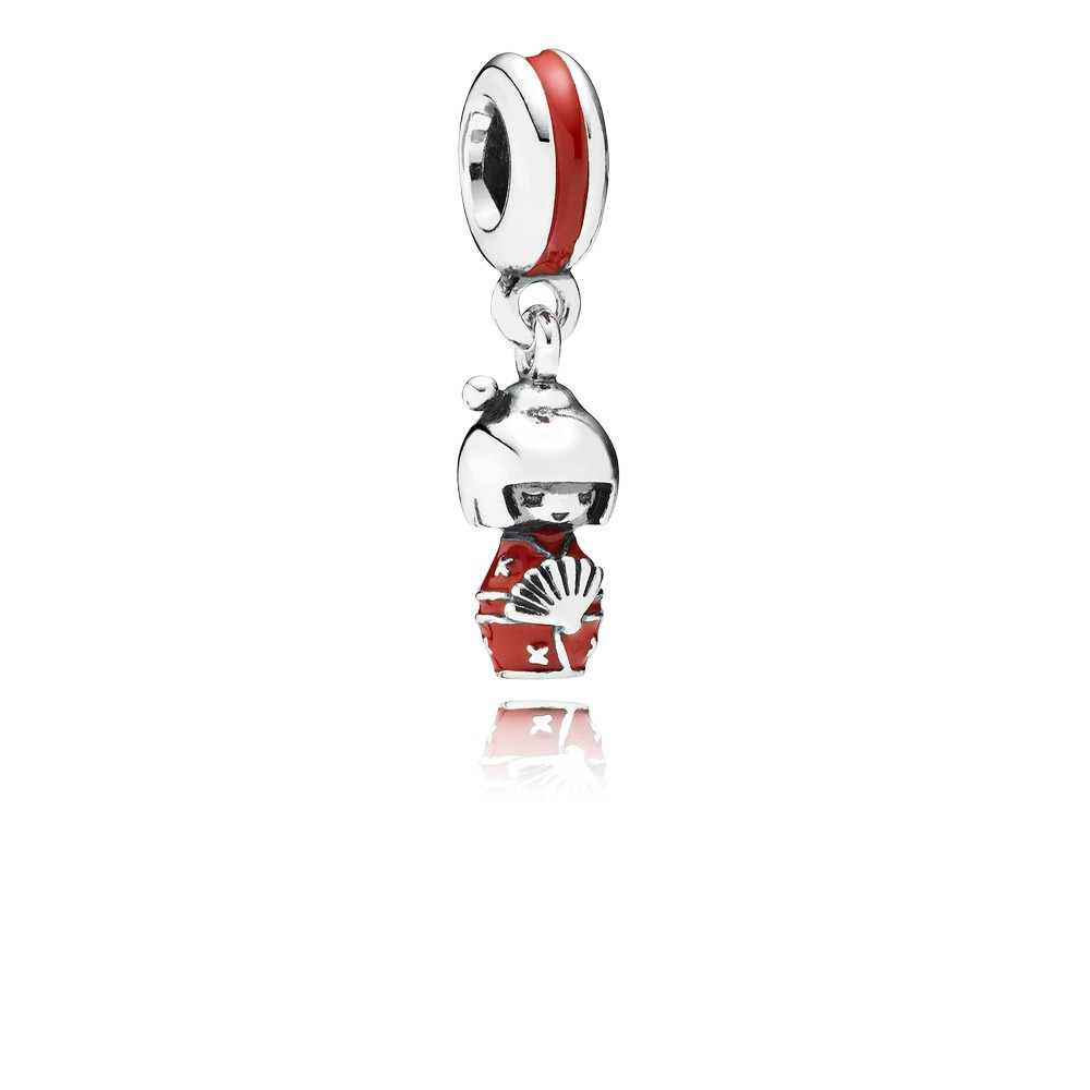 Pandora Japanese doll red enamel Charm