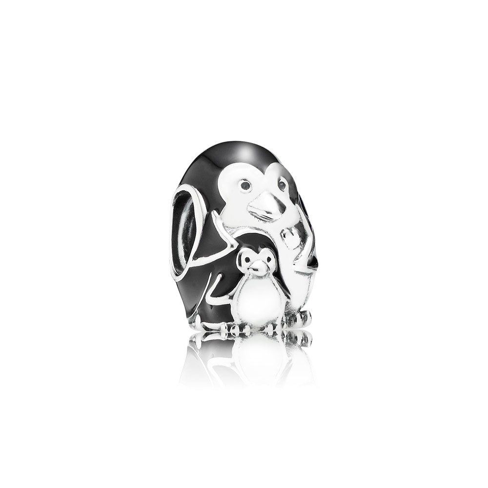Pandora Penguin family black enamel Charm