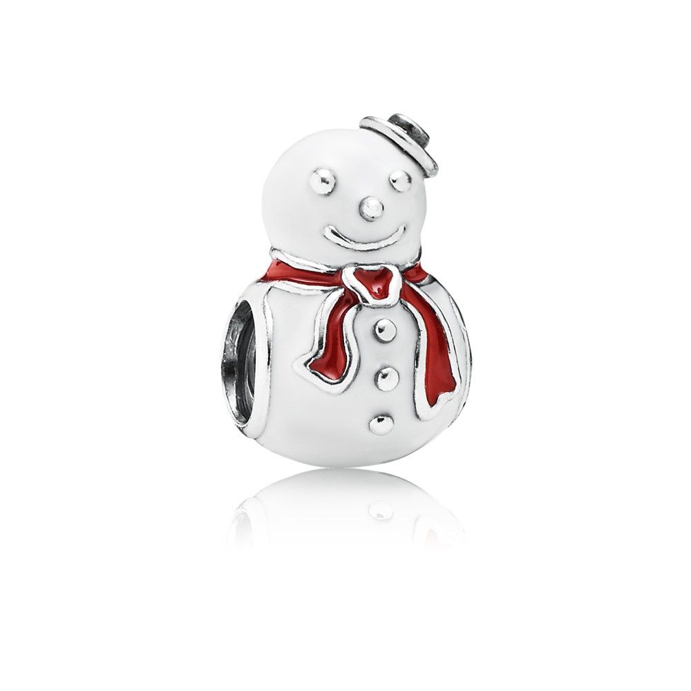 Pandora Happy Snowman White & Red Enamel