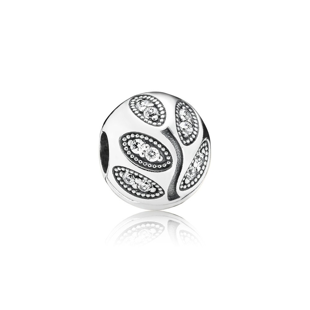 Pandora Leaves Silver Clip With Cubic Zirconia