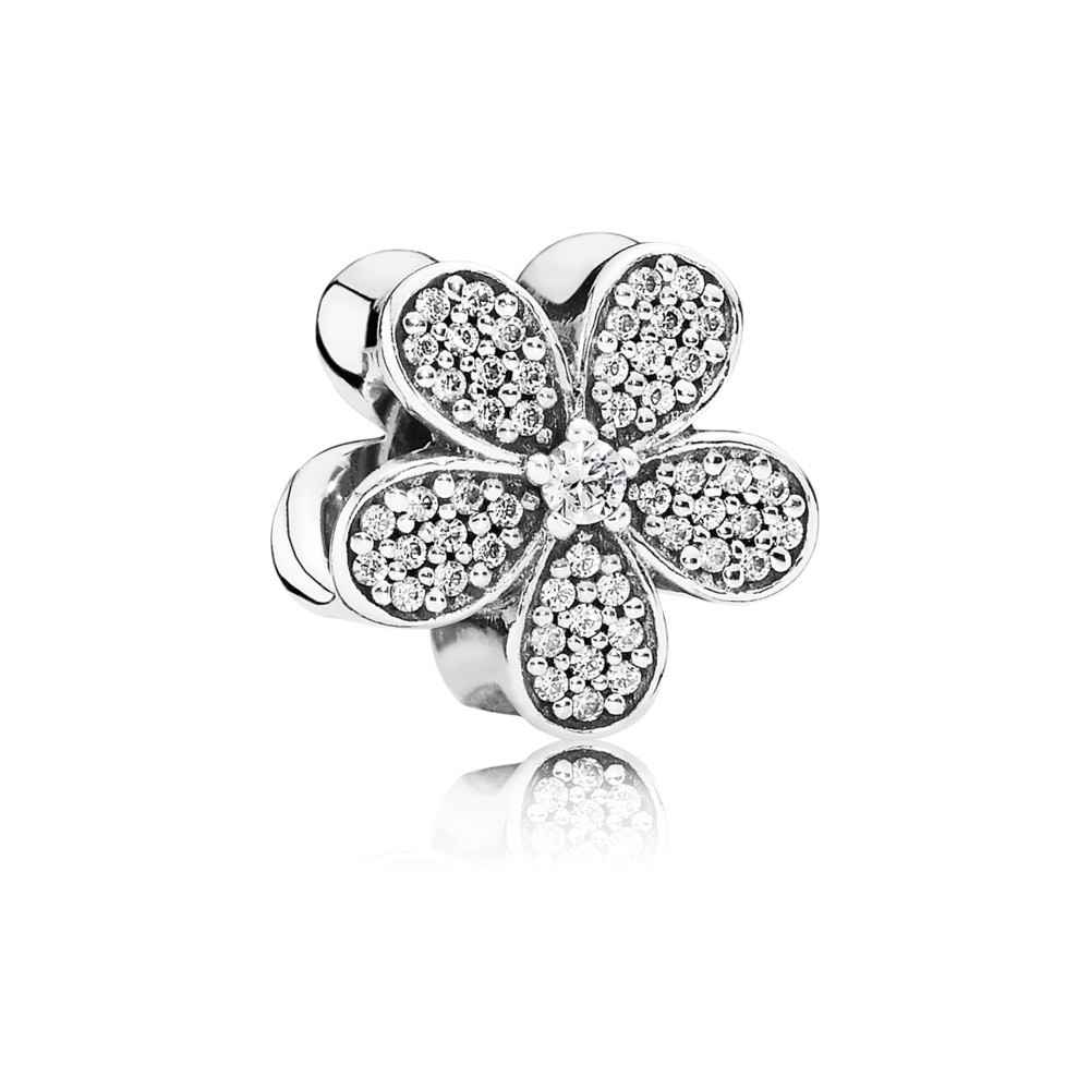Pandora Daisy Pave Silver Charm With Cubic Zirconia