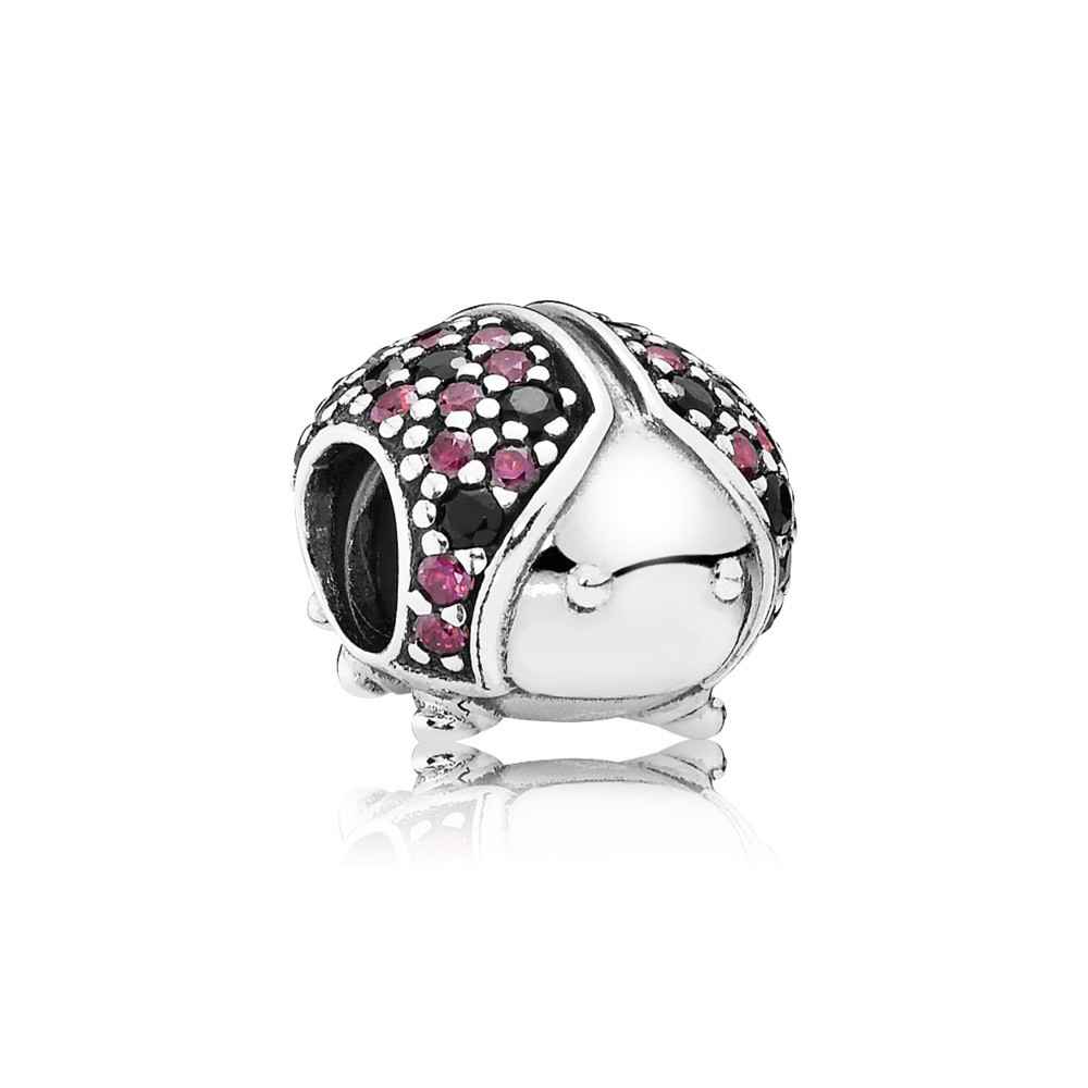 Pandora Ladybird Pave Silver Charm With Fancy Red Cubic Zirconia And Bla