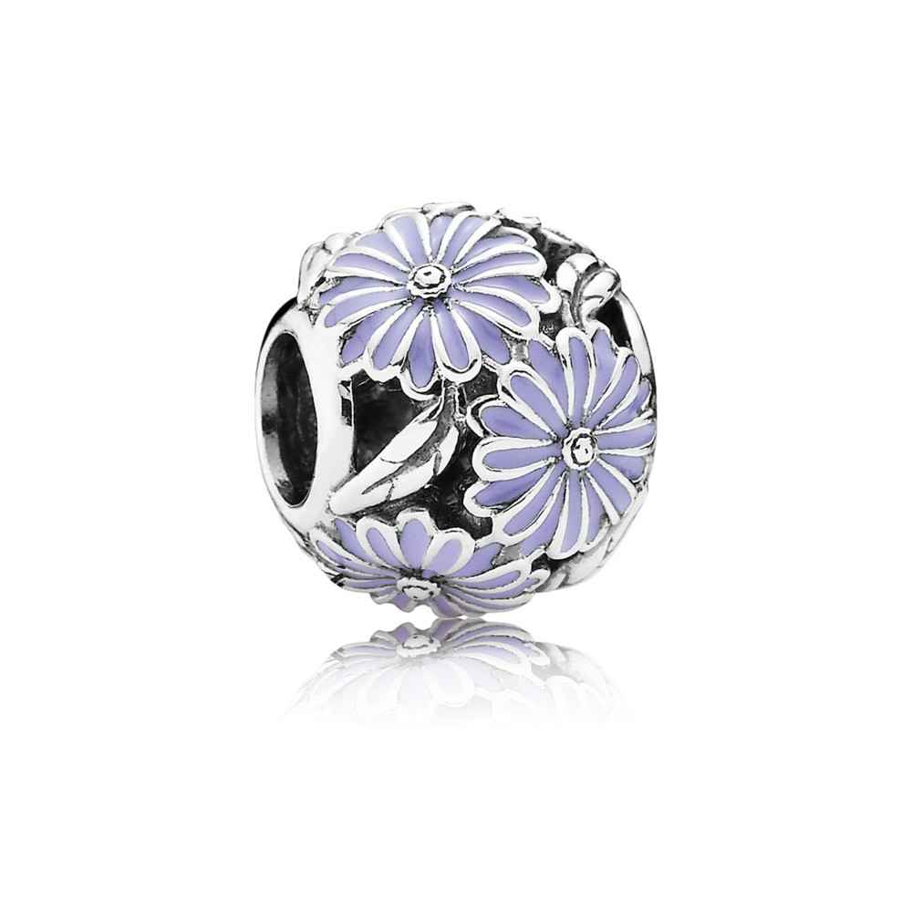 Pandora Daisy Silver Charm With Lavender Enamel