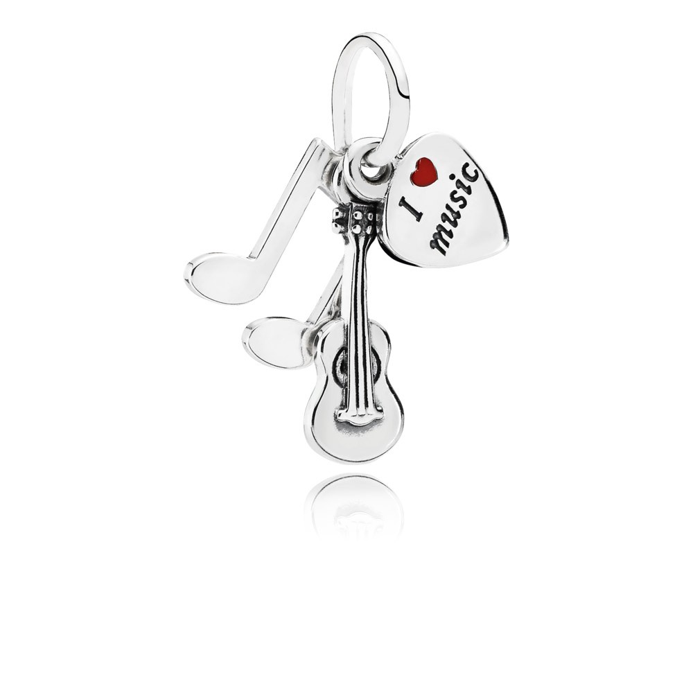 Pandora Music Trinity Silver Dangle With Red Enamel