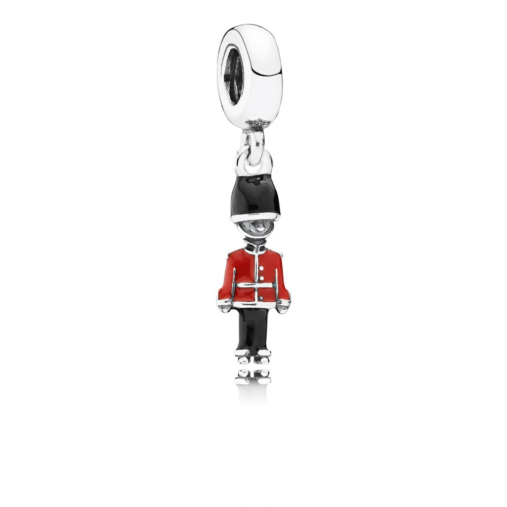 Pandora Toy Soldier Silver Dangle With Black And Red Enamel