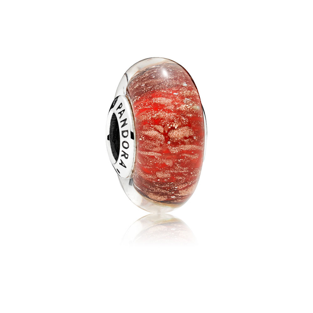 Pandora Red Twinkle Glass Murano Charm