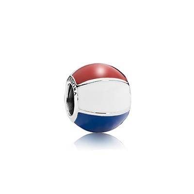 Pandora Beach Ball Silver Charm With Red White And Blue Enamel