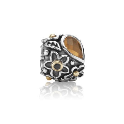 Pandora Black Onyx Stone and Orange Moonstone Dew Drops Charm Si