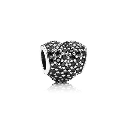 Pandora Black Pave Heart Charms