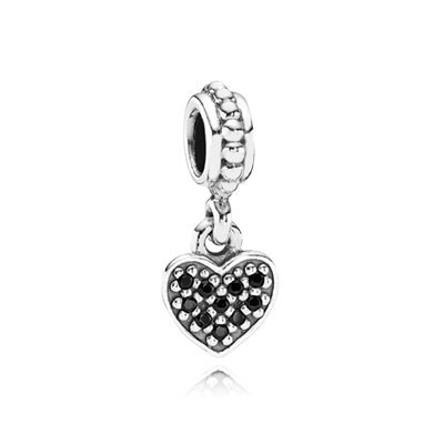 Pandora Black Pave Heart Charms