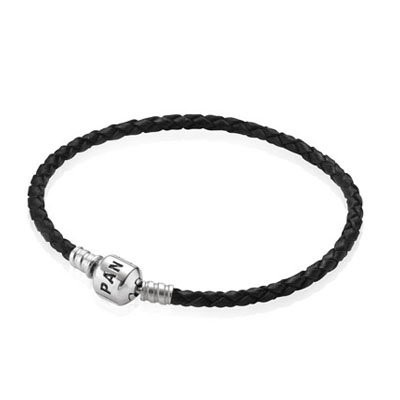 Pandora Black Single Braided Leather Bracelet