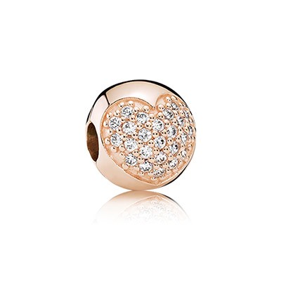 Pandora roseGold Plated Clear Pave Heart Clip