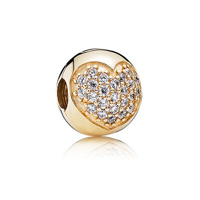 Pandora 14K Gold Plated Clear Pave Heart Clip