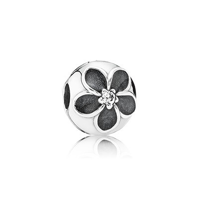 Pandora Mystic Floral with Clear CZ and Enamel Clip