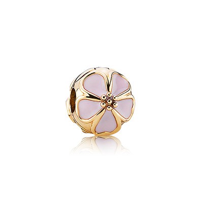 Pandora 14K Gold Plated Cherry Blossom with Pink Enamel Clip