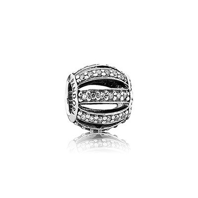 Pandora CLEAR CZ Leading Lady Pave Barrel Charm Silver