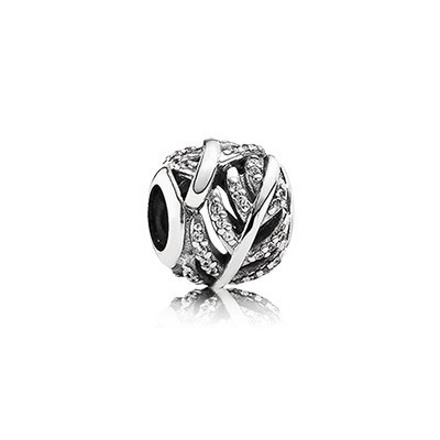 Pandora CLEAR CZ Light As A Feather Charm Silver