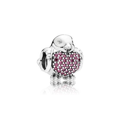 Pandora Red Robin with Red and Clear CZ Charm