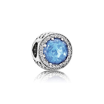 Pandora Radiant Hearts with Sky-Blue Crystal and Clear CZ Charm