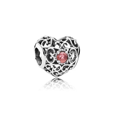 Pandora January Signature Heart with Garnet Charm