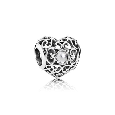 Pandora April Signature Heart with Rock Crystal Charm