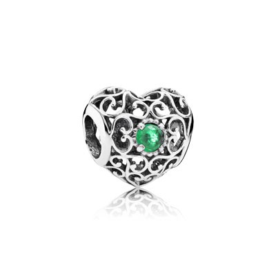 Pandora May Signature Heart with Royal Green Crystal Charm