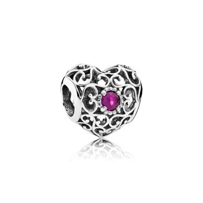 Pandora July Signature Heart with Synthetic Ruby Charm