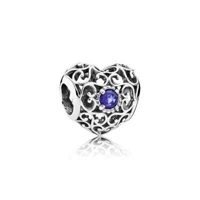 Pandora September Signature Heart with Synthetic Sapphire Charm