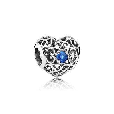 Pandora December Signature Heart with London Blue Crystal Charm