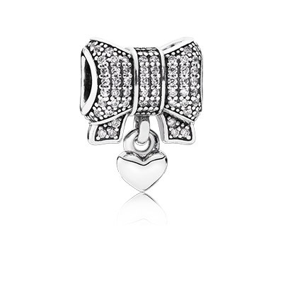 Pandora Heart & Bow With Clear CZ Dangle