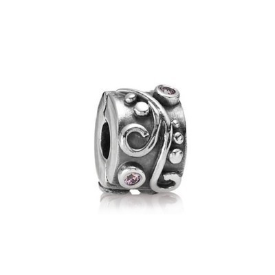 Pandora Clip Charm Tendrils Clip Charm with Pink CZs