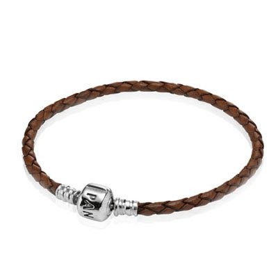 Pandora Coffee Single Braided Leather Bracelet