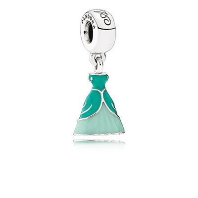 Pandora Silver Disney Ariel Dress Dangle Charm with Green Enamel