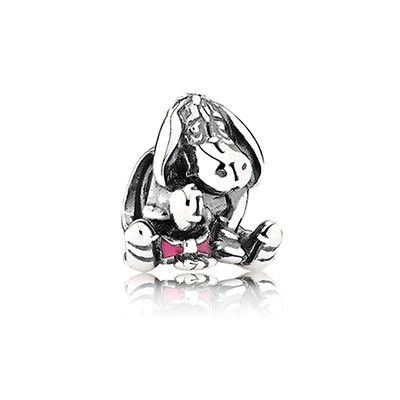 Pandora Disney Eeyore Silver Charm with Dark Pink Enamel