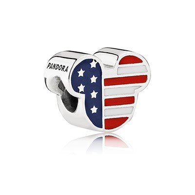 Pandora Silver Disney Mickey Usa Chram With Red White And Blue Enamel