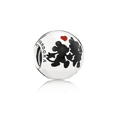 Pandora Silver Disney Minnie and Mickey Charm with Back and Red Enamel