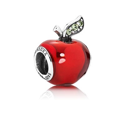 Pandora Silver Disney Snow White Apple charm with Red Enamel and Dark G