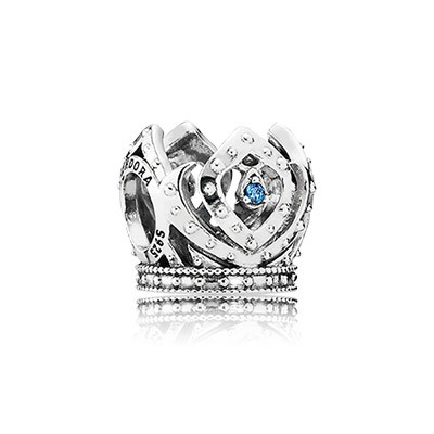 Pandora Silver Disney Elsa Crown Openwork charm with Blue Cz