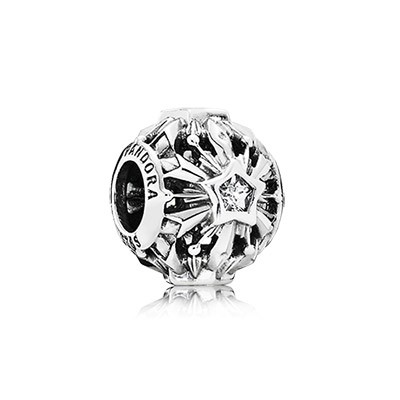 Pandora Silver Disney Frozen Snowflake Openwork charm with Clear Cz