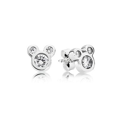 Pandora Silver Disney Mickey Earring Stud with Clear Cz