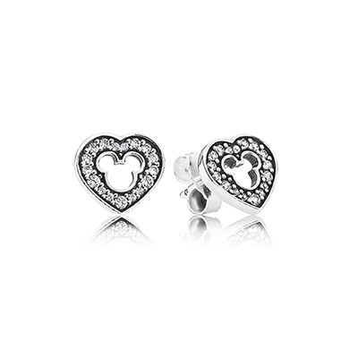 Pandora Disney Mickey Silhouette with Clear CZ Stud Earrings