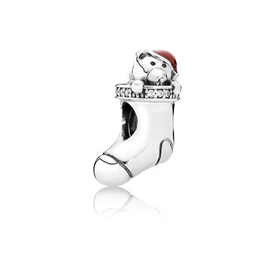 Pandora Christmas Stocking With Red Enamel & Clear CZ Charm