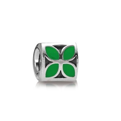 Pandora Enamel Charms 4-Petal Flower Green