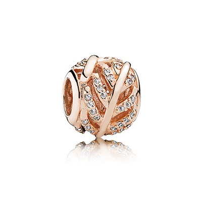 Pandora Rose Colour Silver Micro Pave Feather Charm