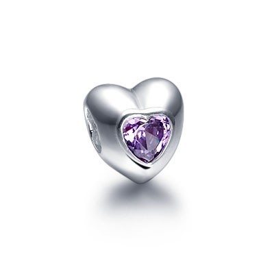 Pandora Gems and Silver Purple Hearts YTIKE Charm