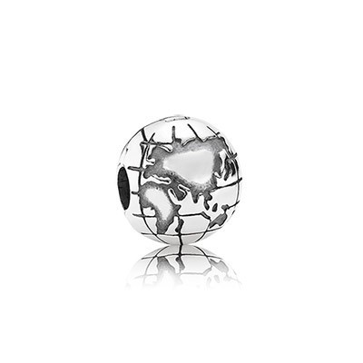 Pandora Globe Clip Charm Silver