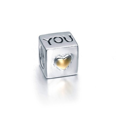 Pandora Heart Love YOU Duotone Charms Two-Tone