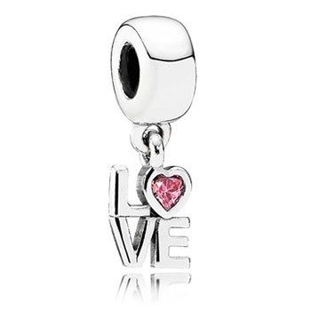 Pandora LOVE Dangle Charm with Pink CZ 791253CZS 925 Sterling S